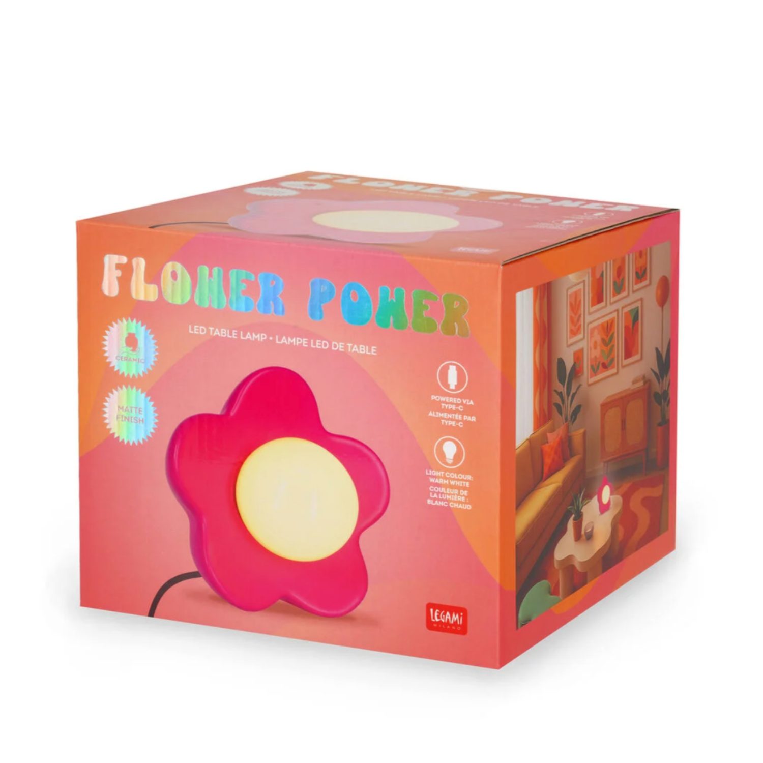 Lampe led de table fleur rose – Image 4