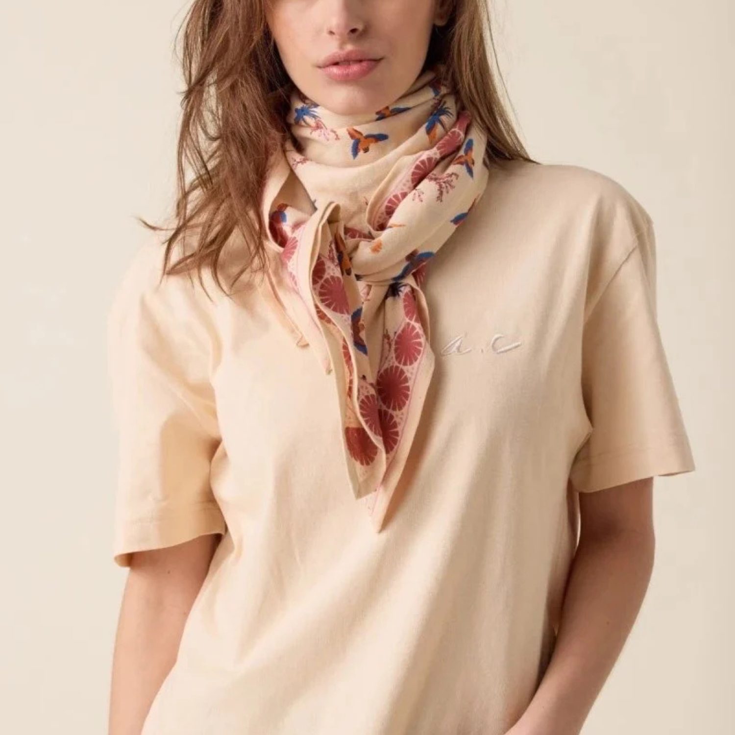 Grand foulard - Cerisier Macadamia Dahlia – Image 2