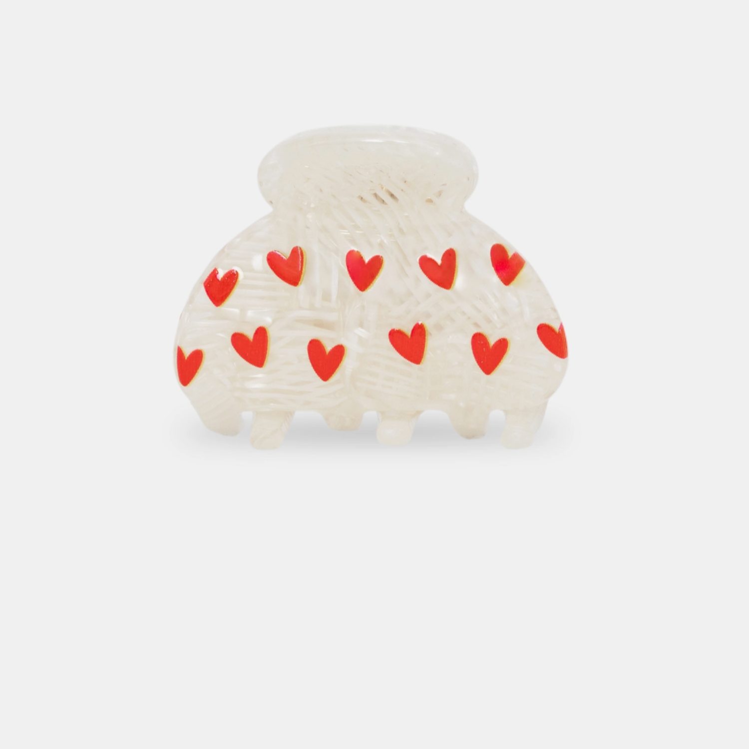Petite pince crabe blanche coeurs rouges