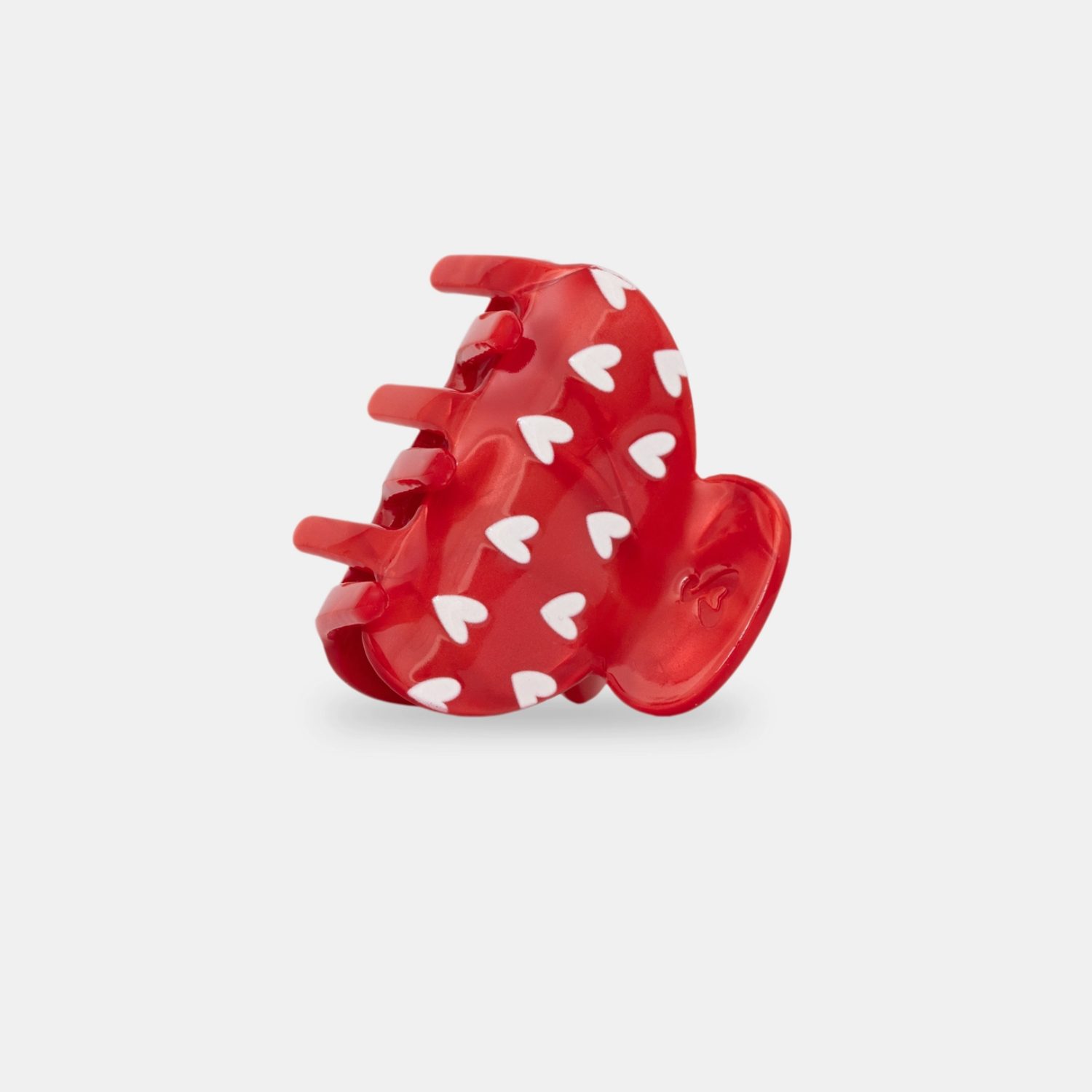Petite pince crabe rouge coeurs blancs – Image 2