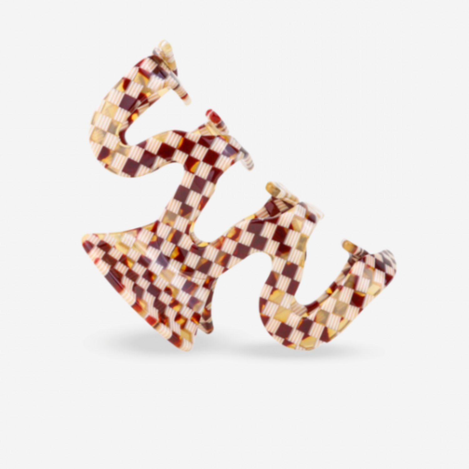 Grosse pince crabe wavy damier marron – Image 2