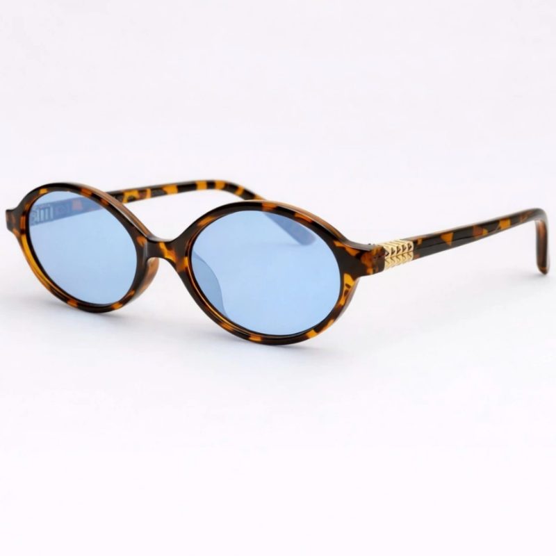 Solaires femme ovales léopard verres bleus