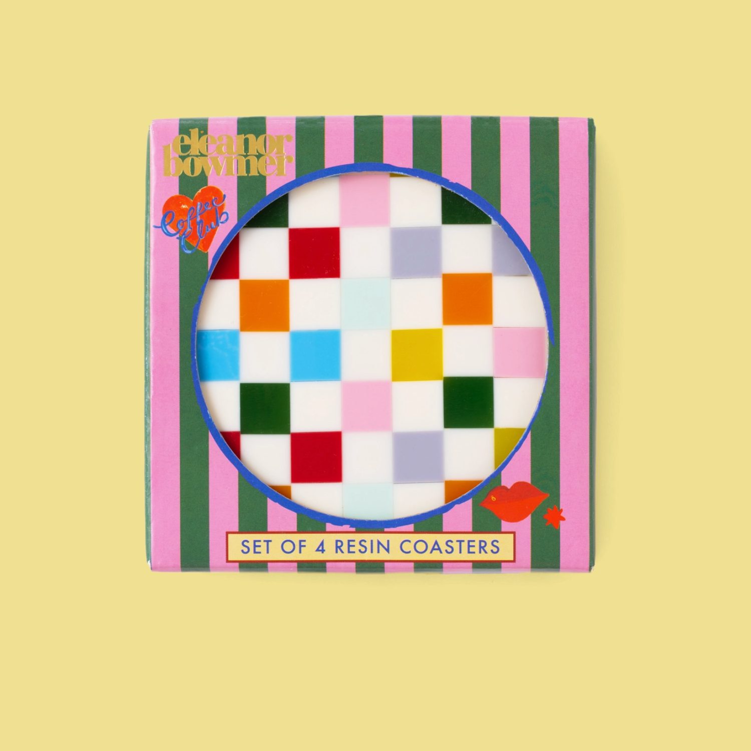 4 Dessous de verre résine damier multicolore – Image 2