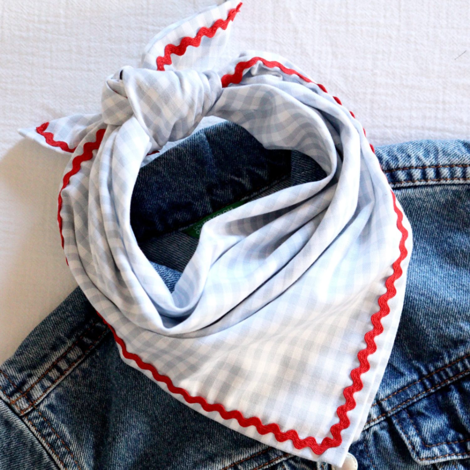 Foulard Marthe vichy ciel – Image 3