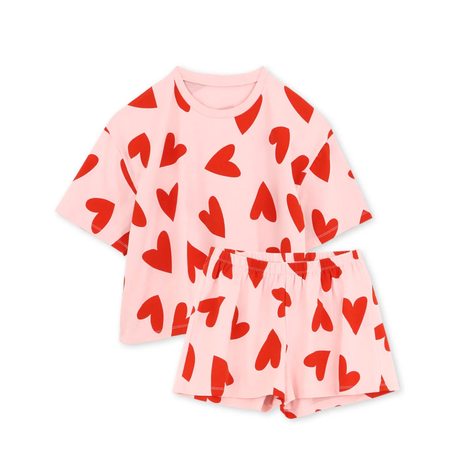 Pyjama coeurs rose/rouge XL