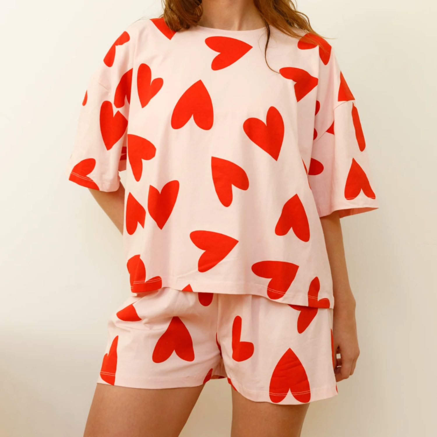 Pyjama coeurs rose/rouge XL – Image 2