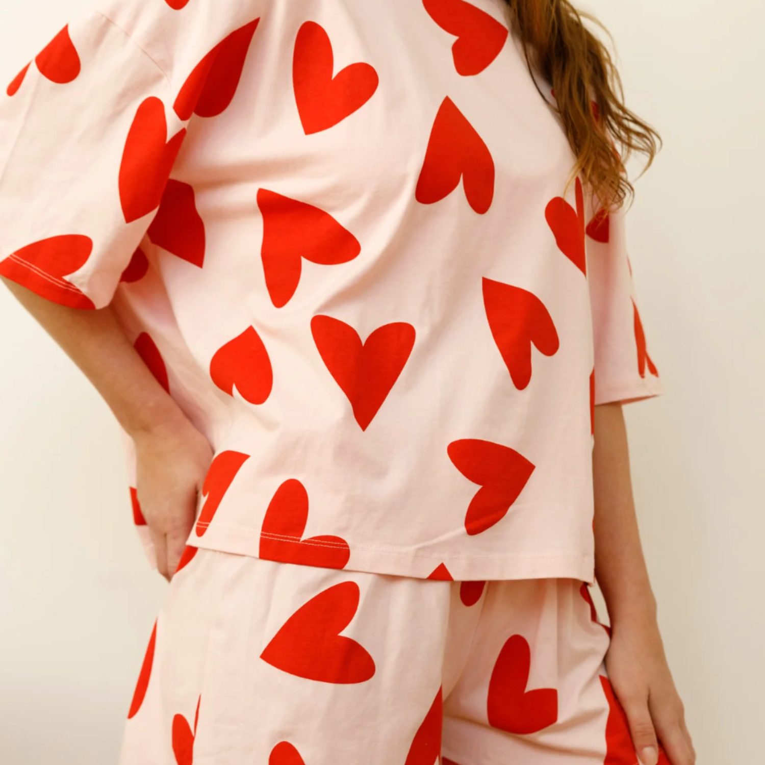 Pyjama coeurs rose/rouge XL – Image 3