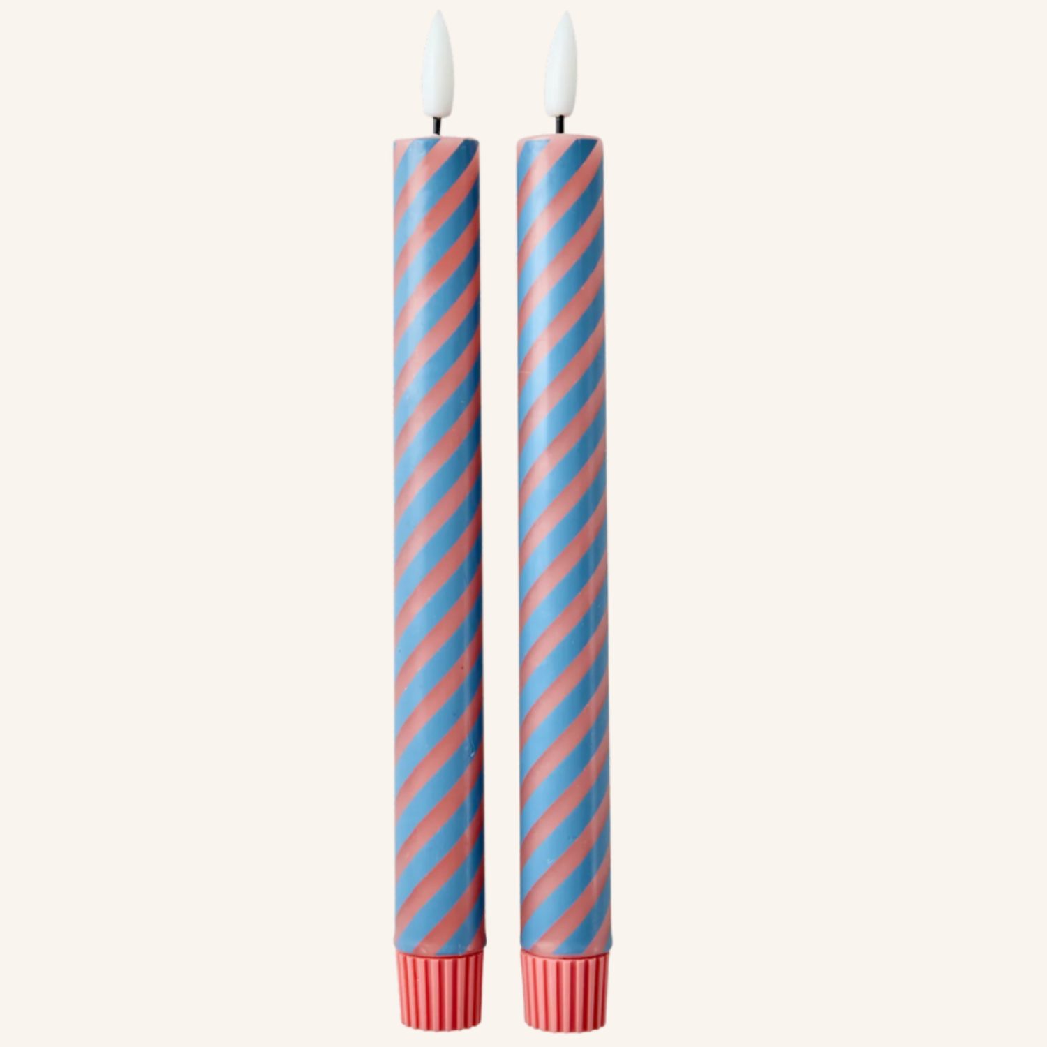 2 bougies led stripes bleu/rose