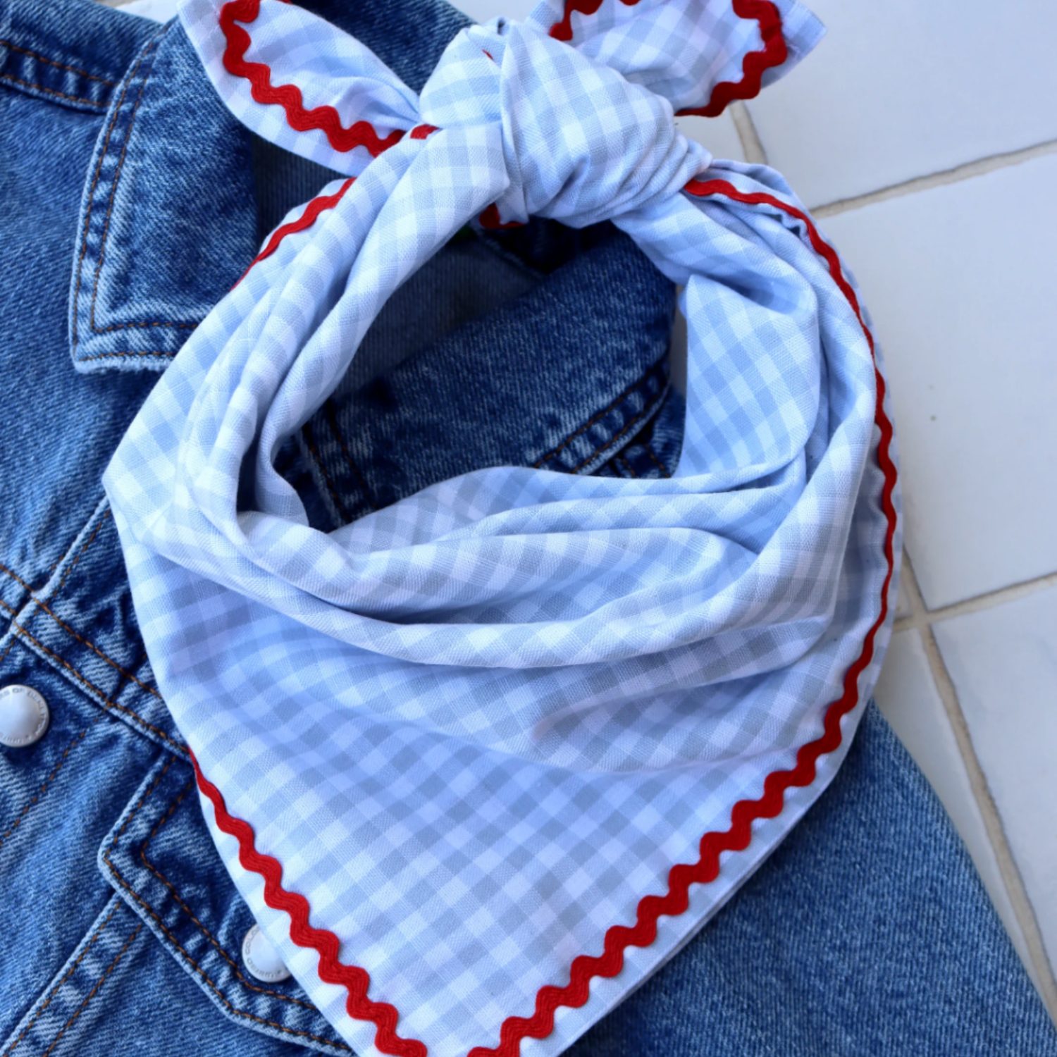 Foulard Marthe vichy ciel
