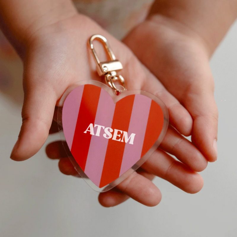 Porte-clés Coeur Atsem rouge/rose