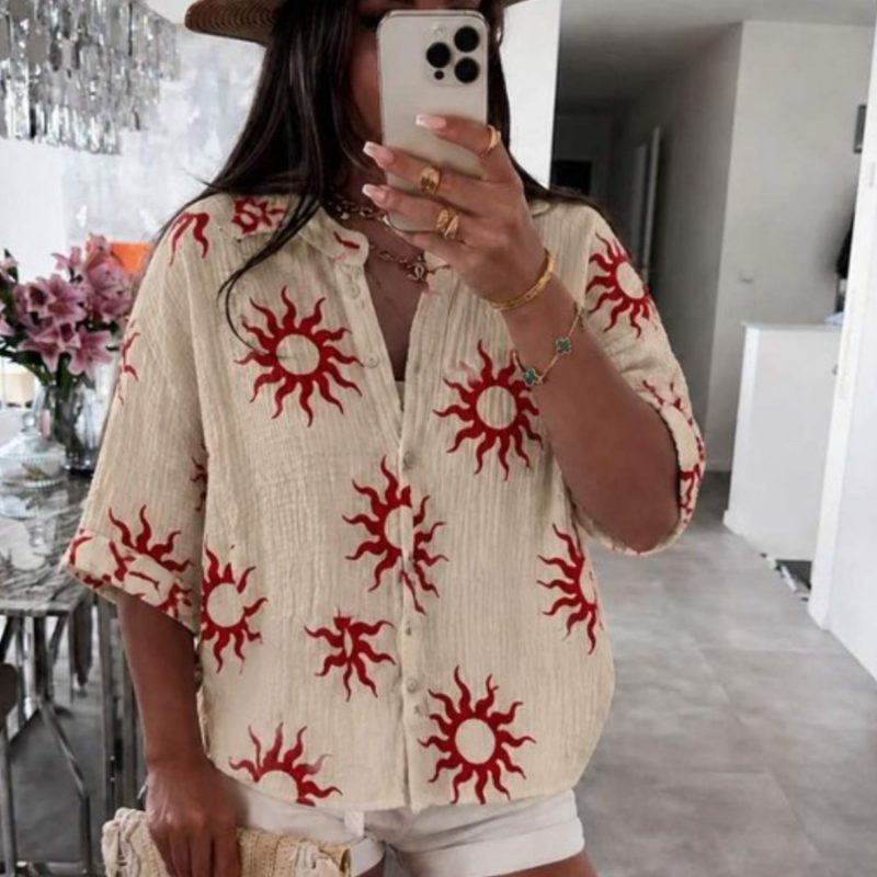 Chemise beige soleil gaze de coton