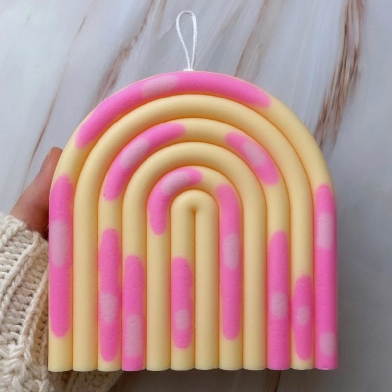Bougie Rainbow marbre créme/rose