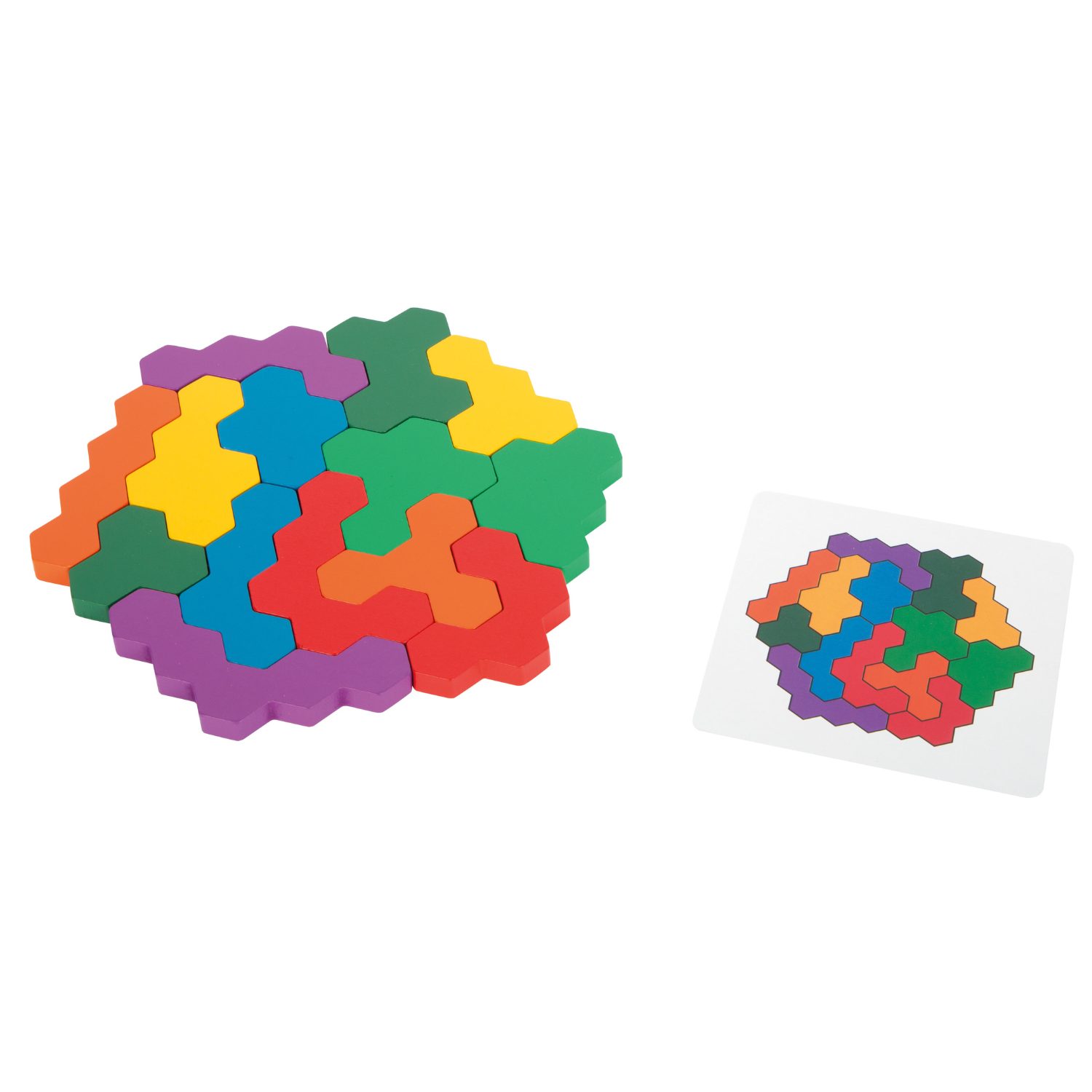 Puzzle hexagone en bois – Casse-tête géométrique Montessori – Image 5