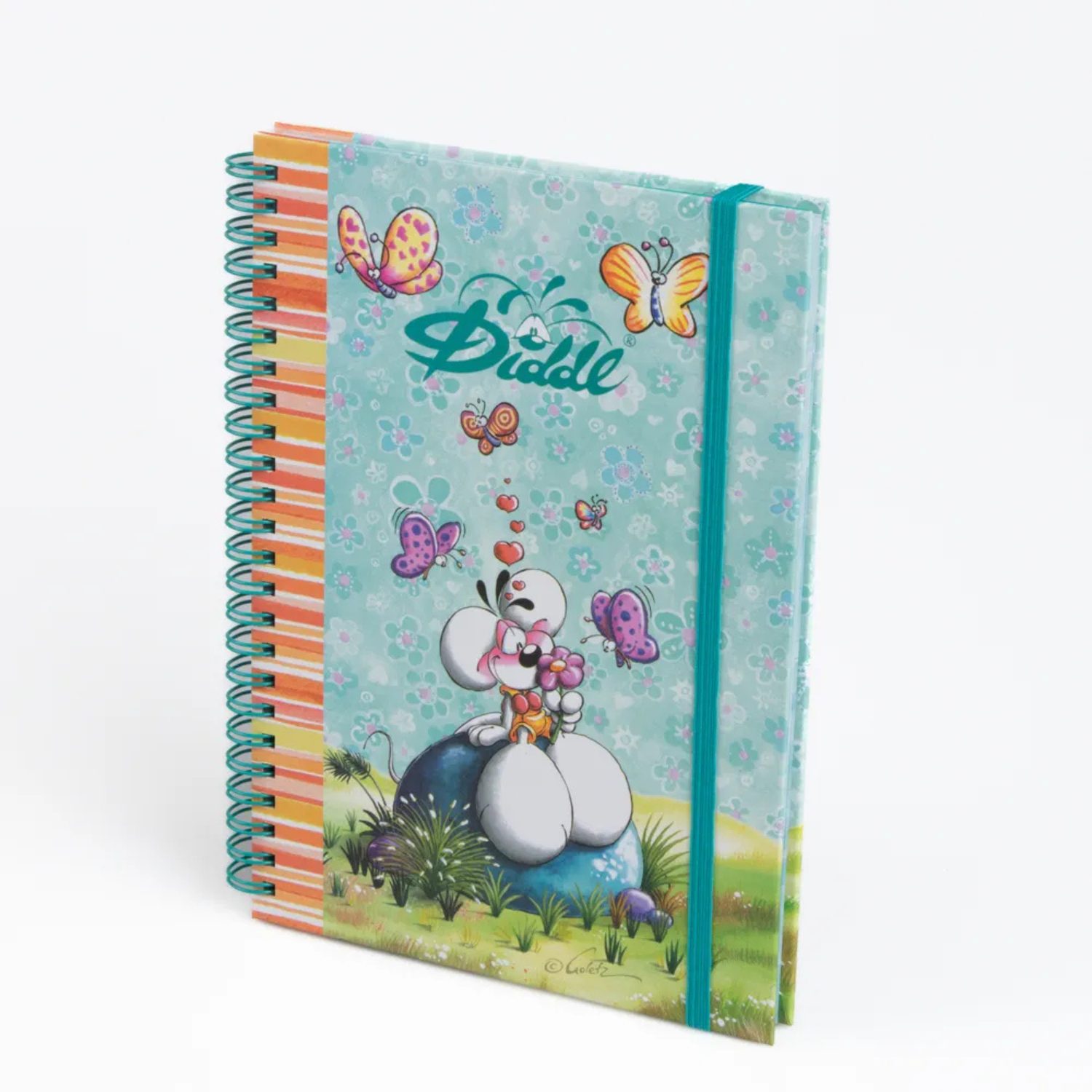 Cahier à spirale A5 avec élastique – Diddl Bleu Papillons