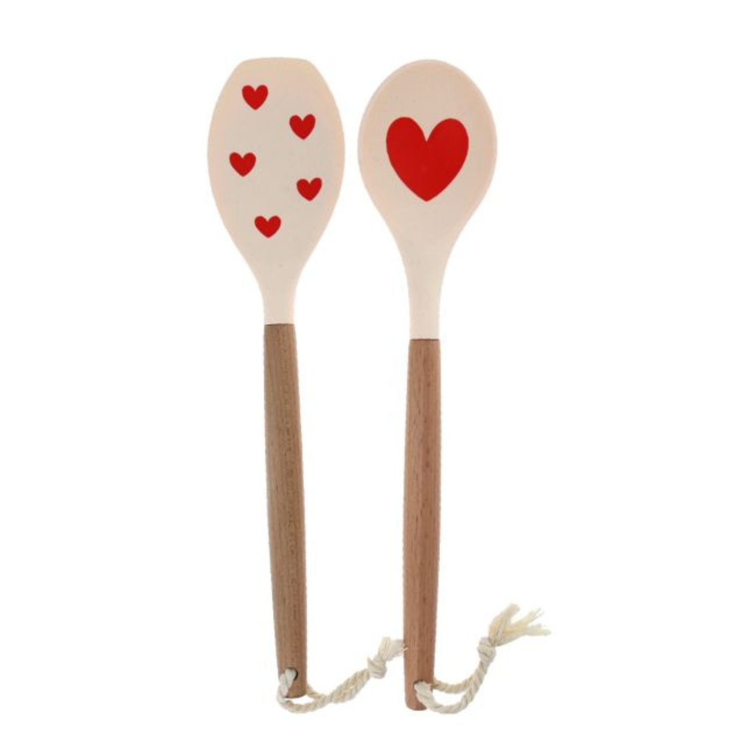 Lot de 2 couverts à salade silicone cœurs rouges