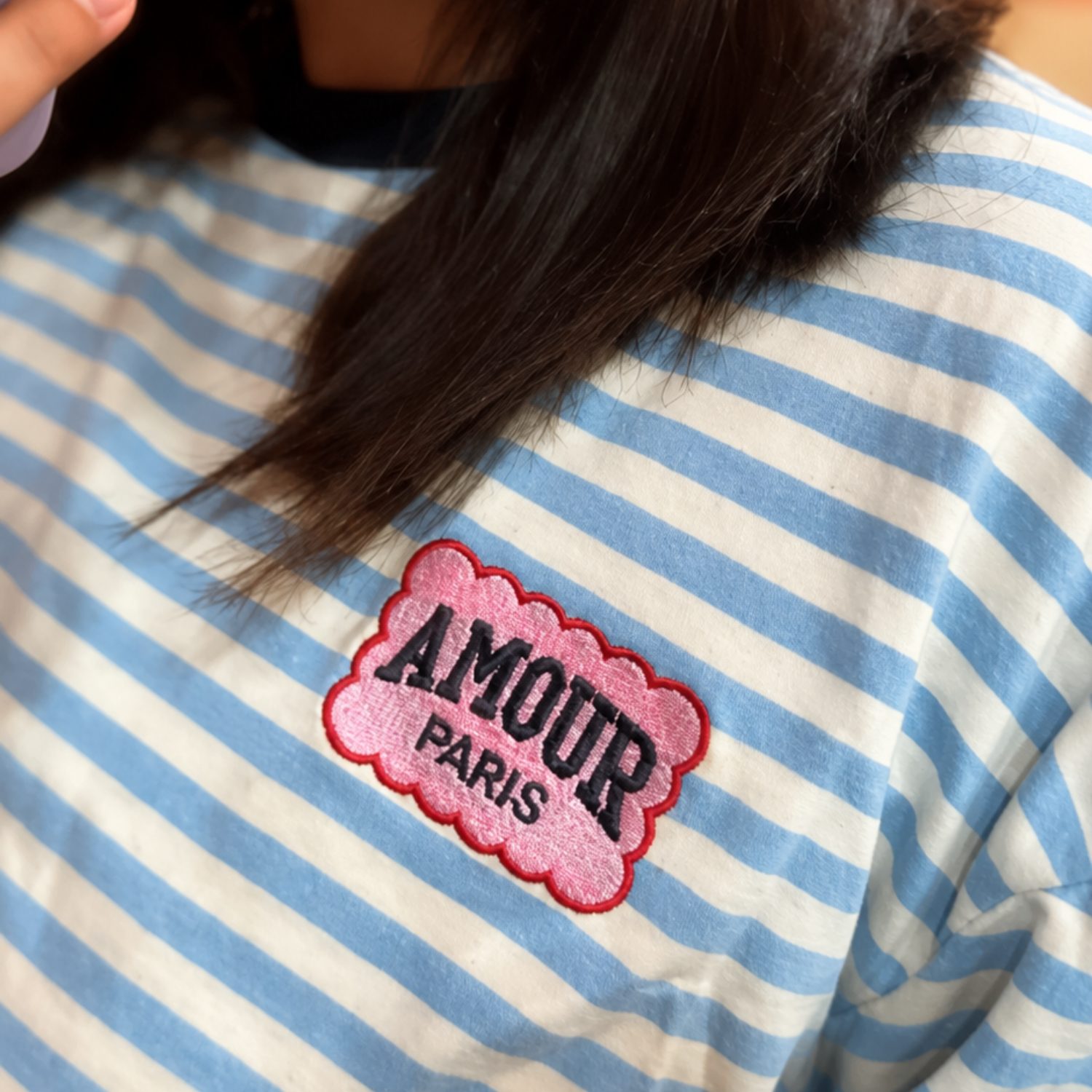 T-shirt stripes – Amour Paris Bleu & Beige – Image 3