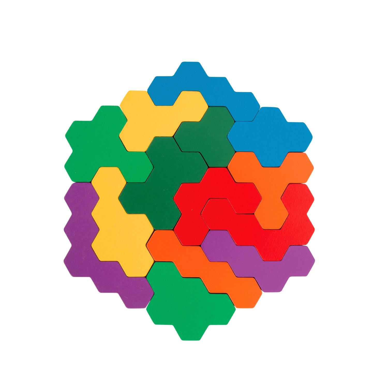 Puzzle hexagone en bois – Casse-tête géométrique Montessori – Image 2