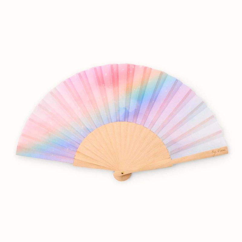 Éventail Licorne Arc-en-Ciel