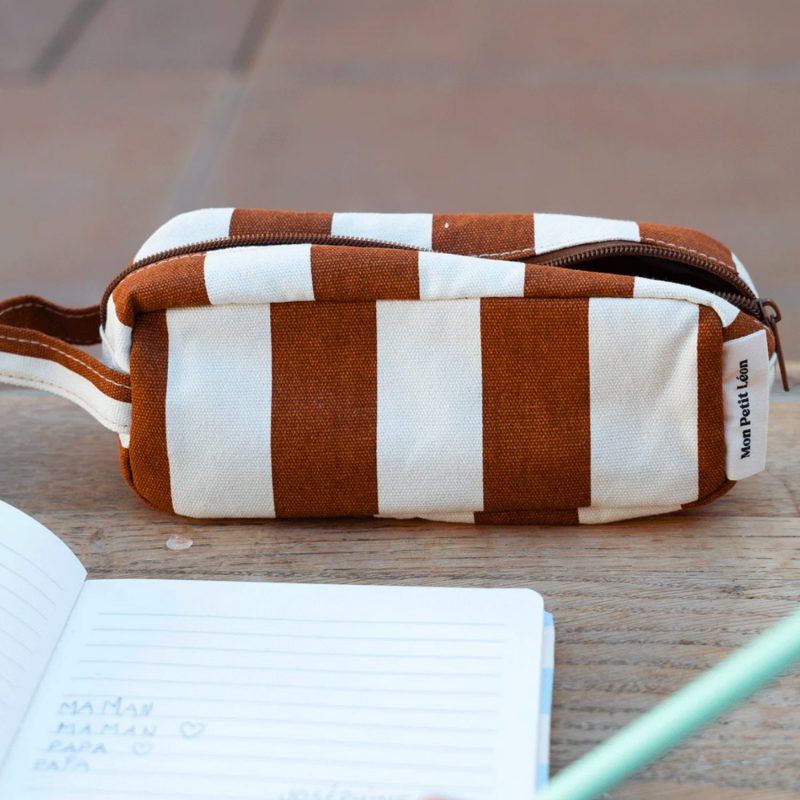 Trousse stripes Beige/marron