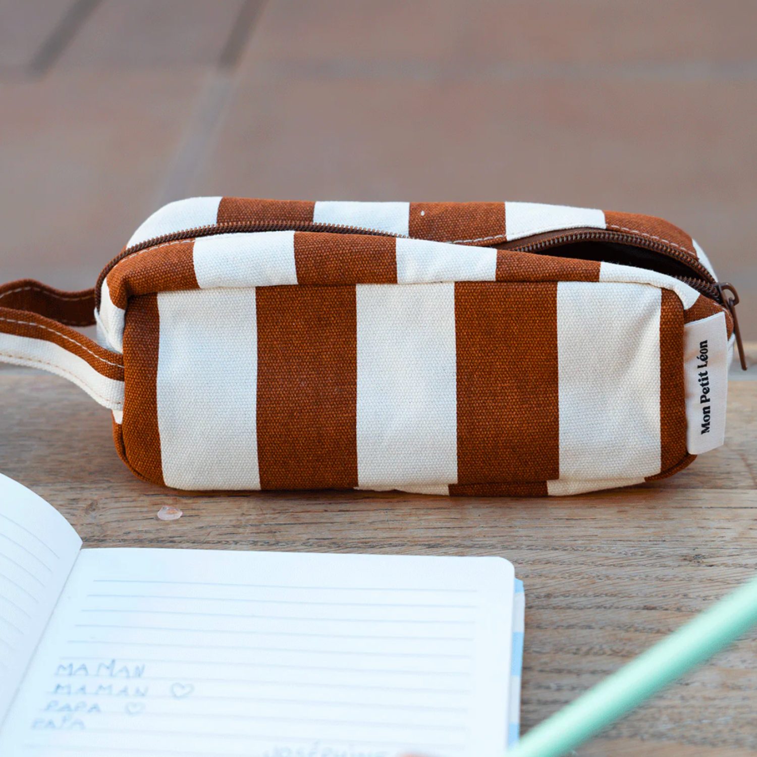 Trousse stripes Beige/marron