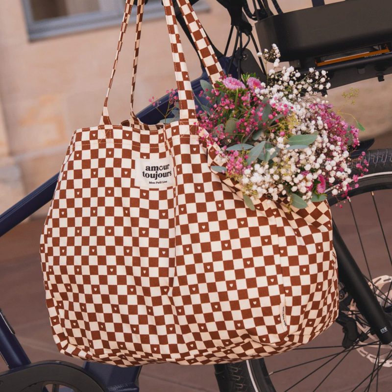 Cabas XXL damier coeur amour toujours