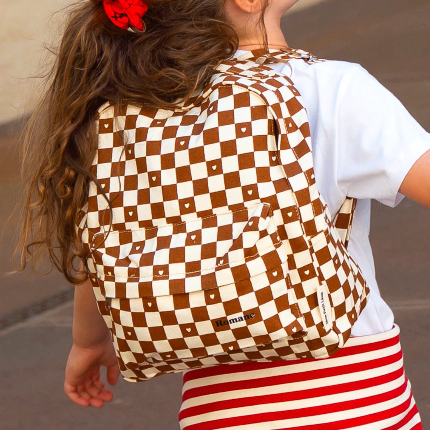 Sac à dos damier coeur