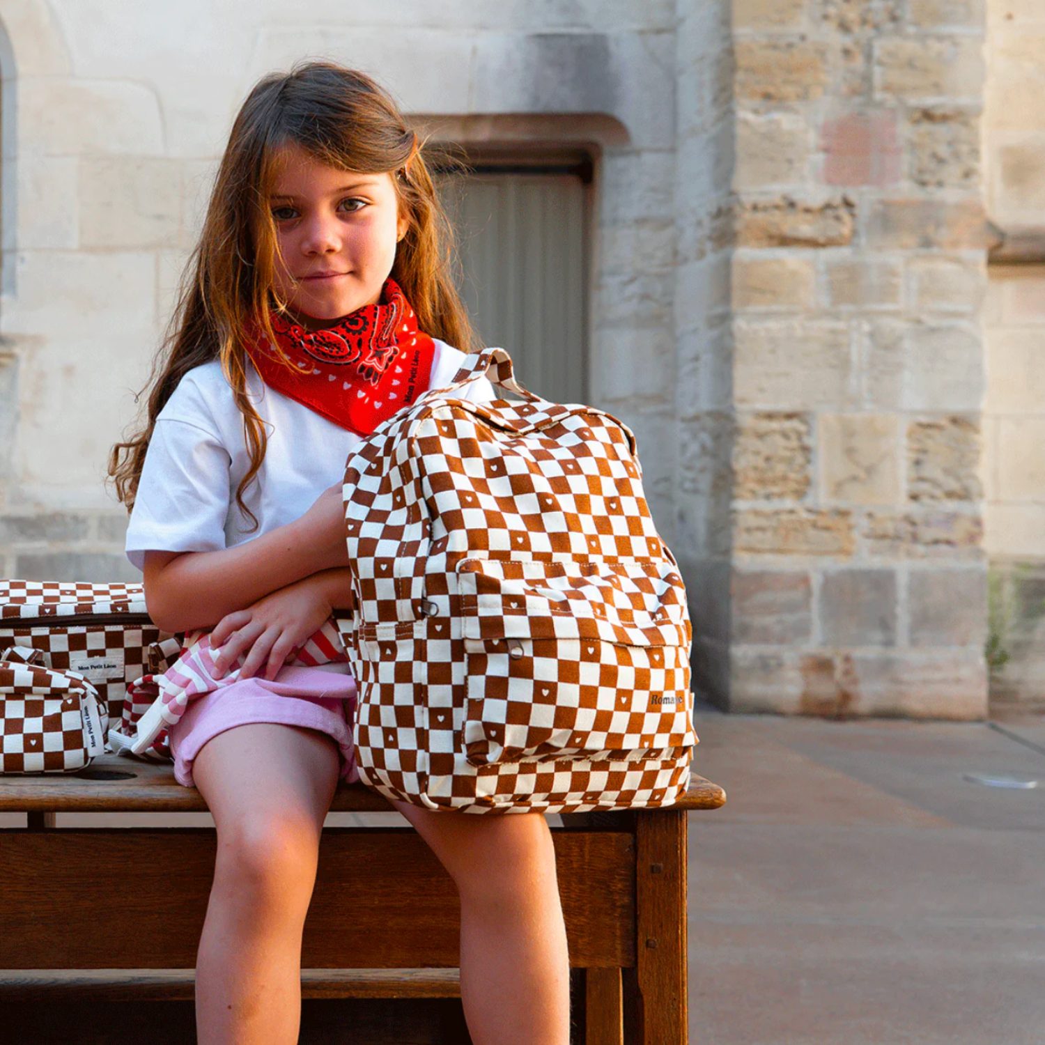 Sac à dos damier coeur – Image 2