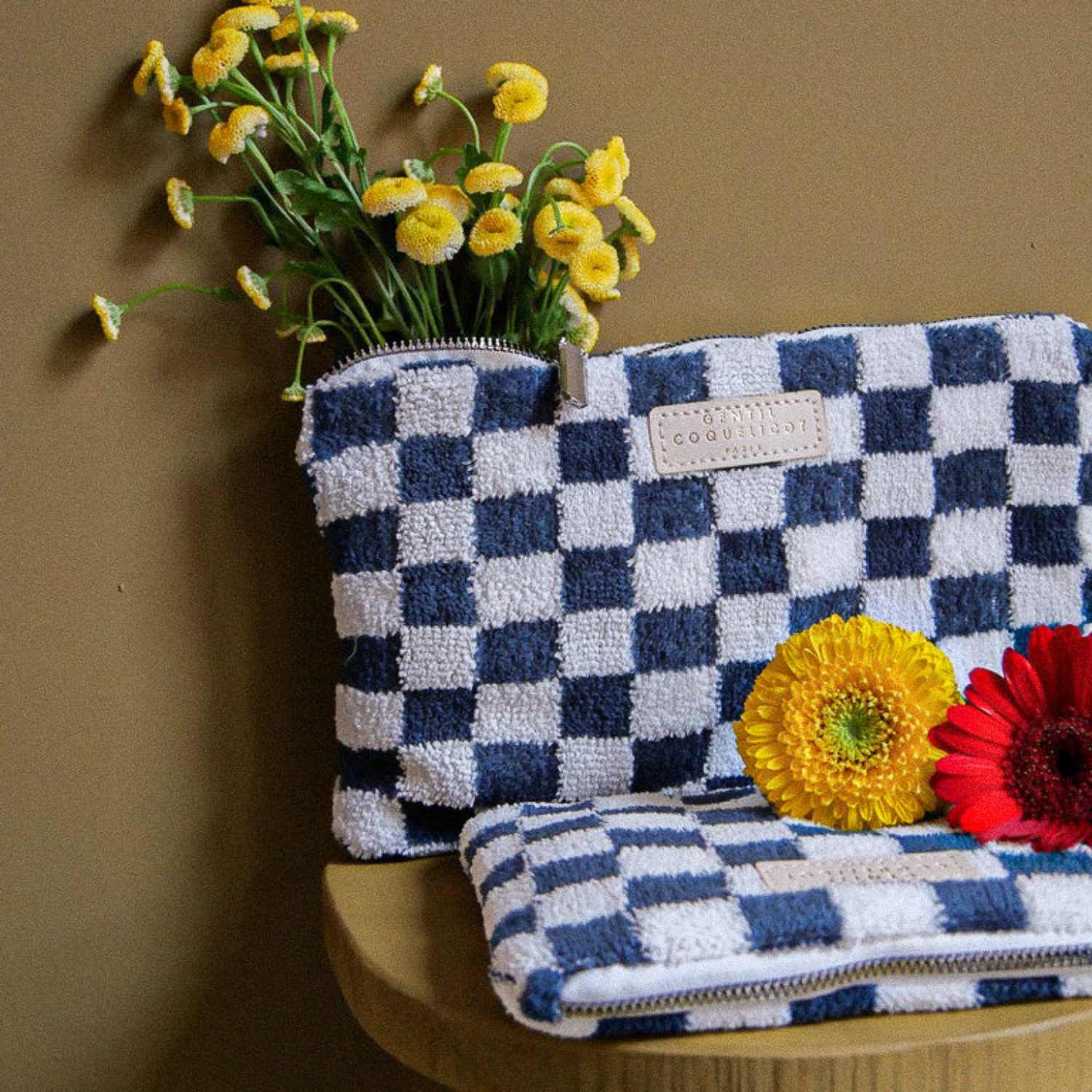 Pochette éponge damier – Bleu – Image 2