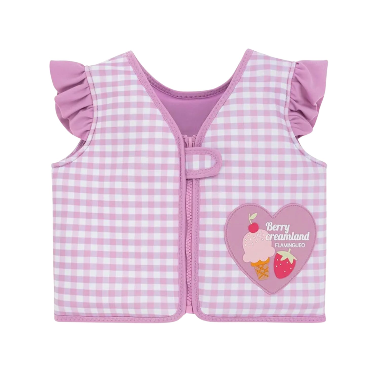 Gilet natation vichy violet glace