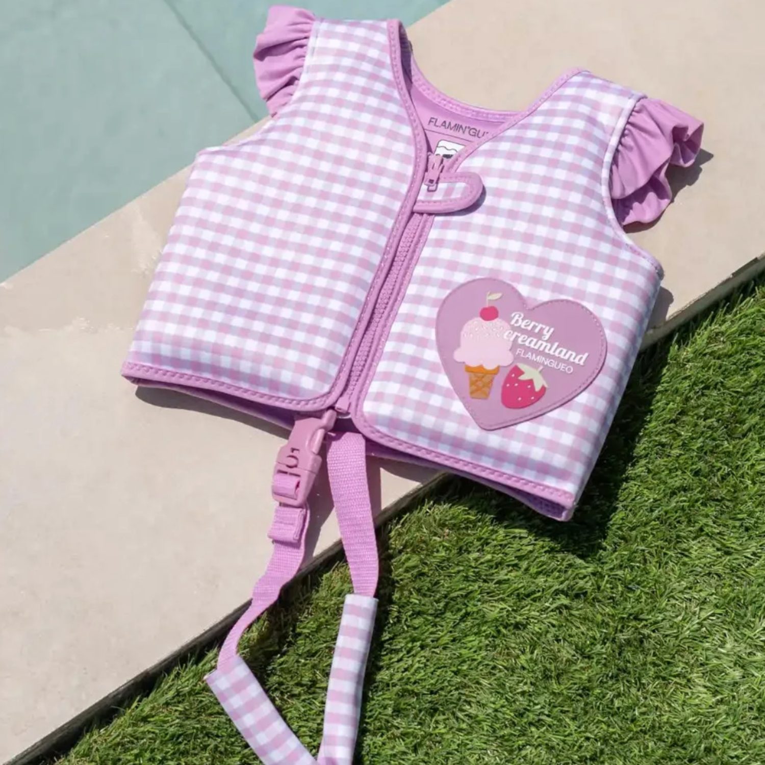 Gilet natation vichy violet glace – Image 3
