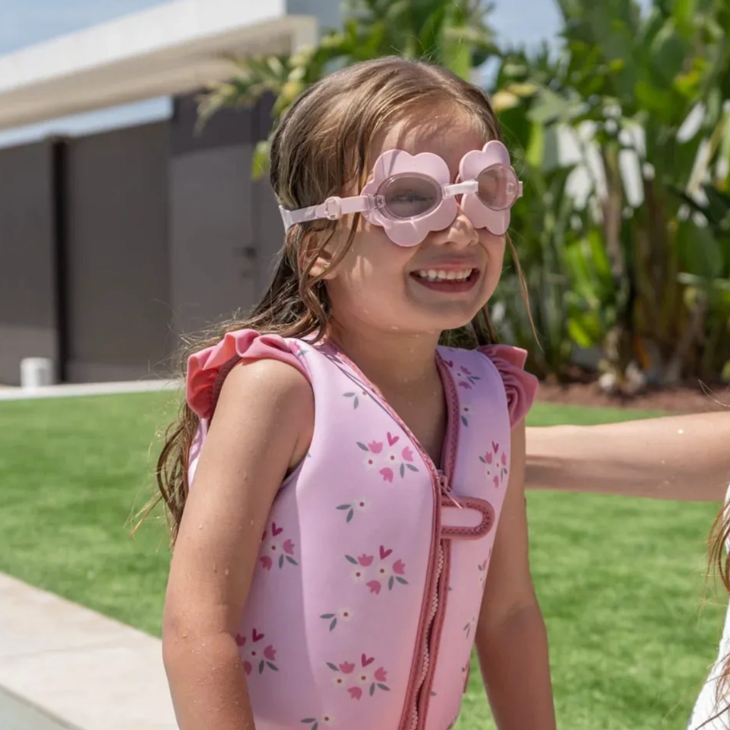 Lunettes de natation fleurs roses – Image 2