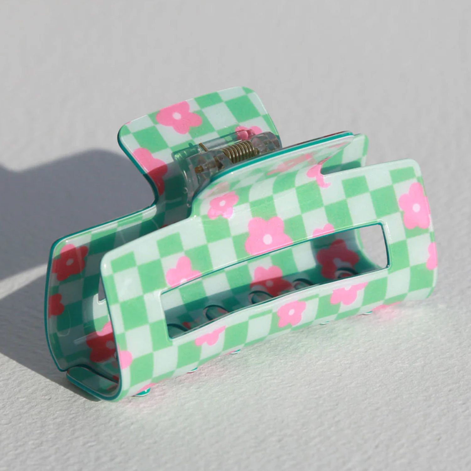 Grosse pince crabe damier vert + fleurs