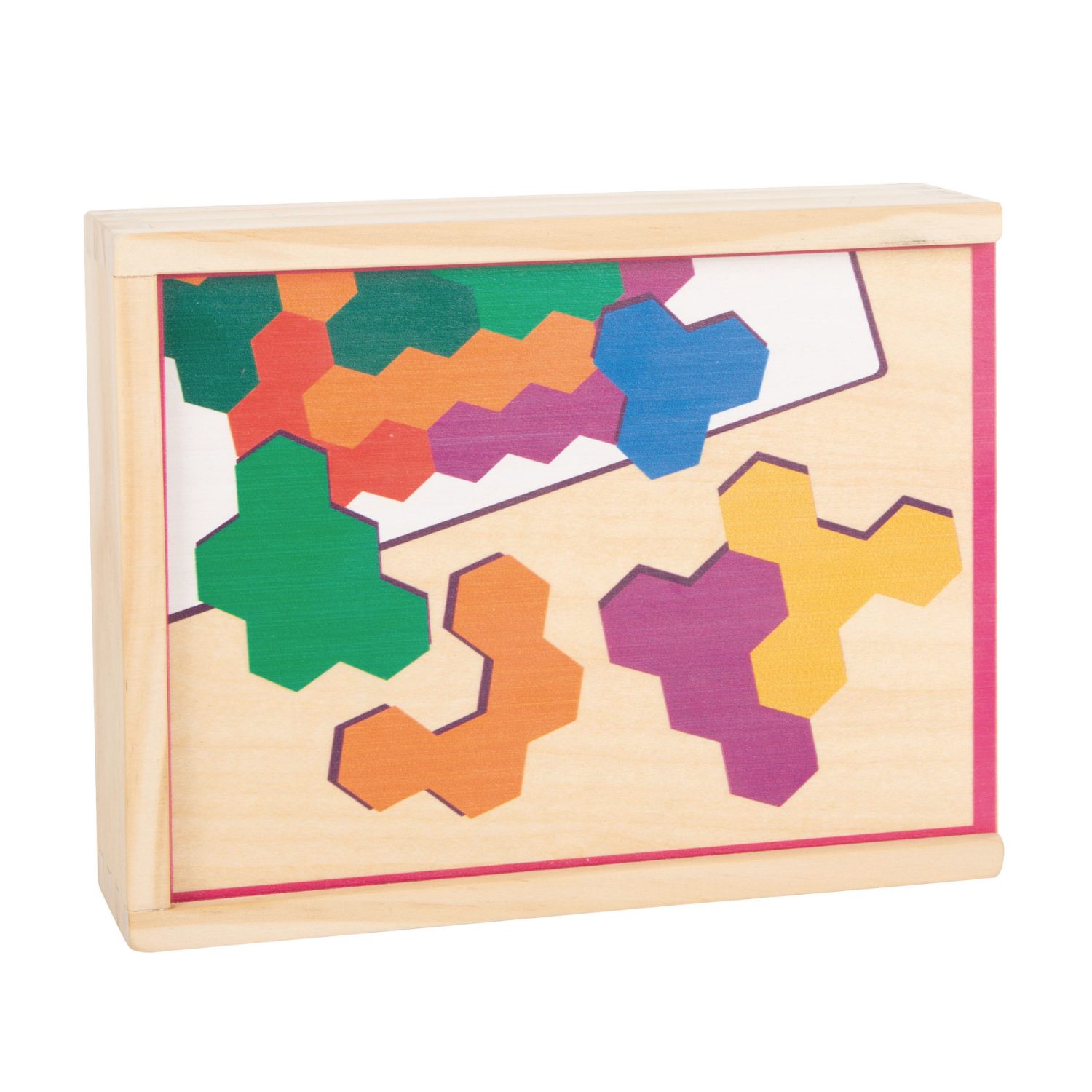 Puzzle hexagone en bois – Casse-tête géométrique Montessori – Image 4