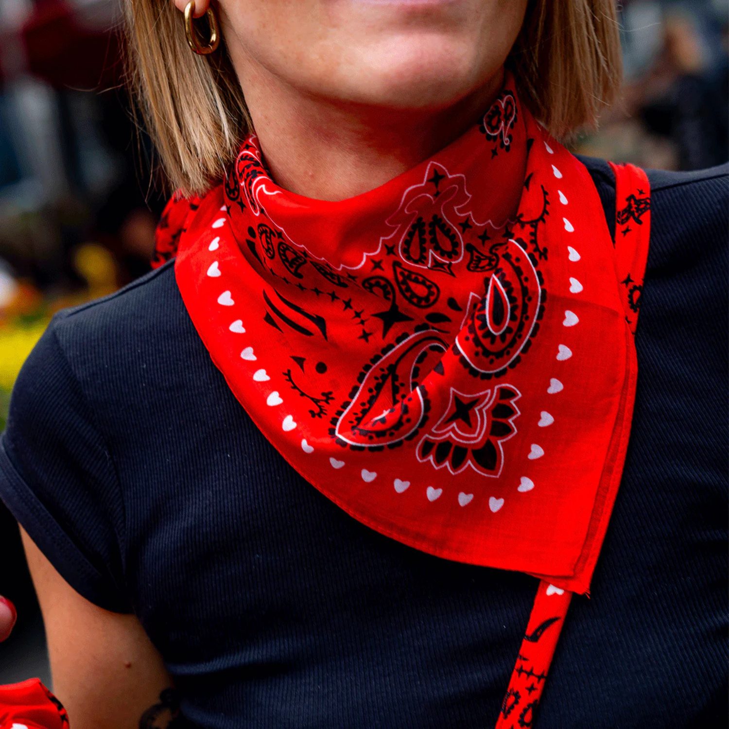 Petit foulard carré en gaze de coton – Bandana Rouge