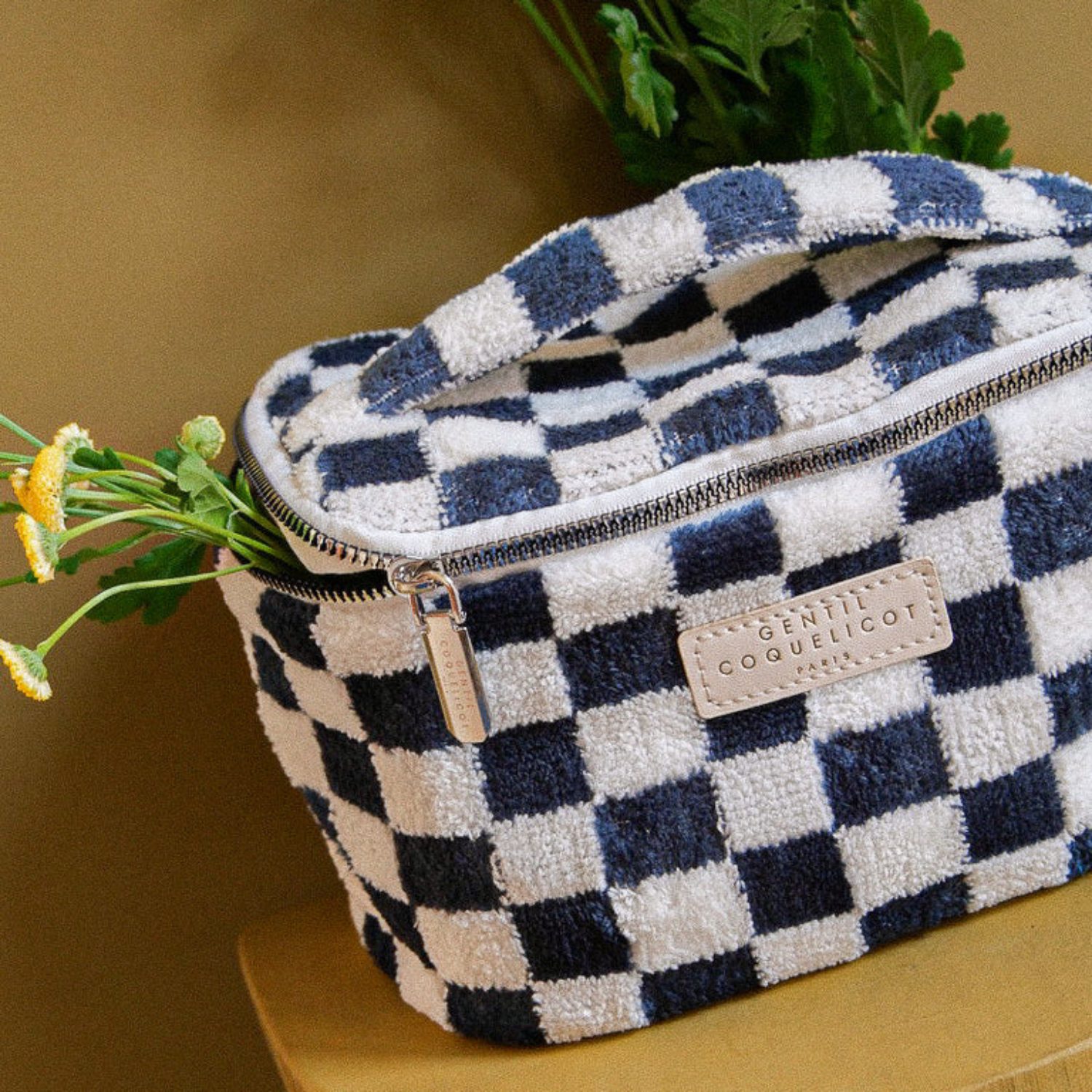 Vanity éponge damier – Bleu