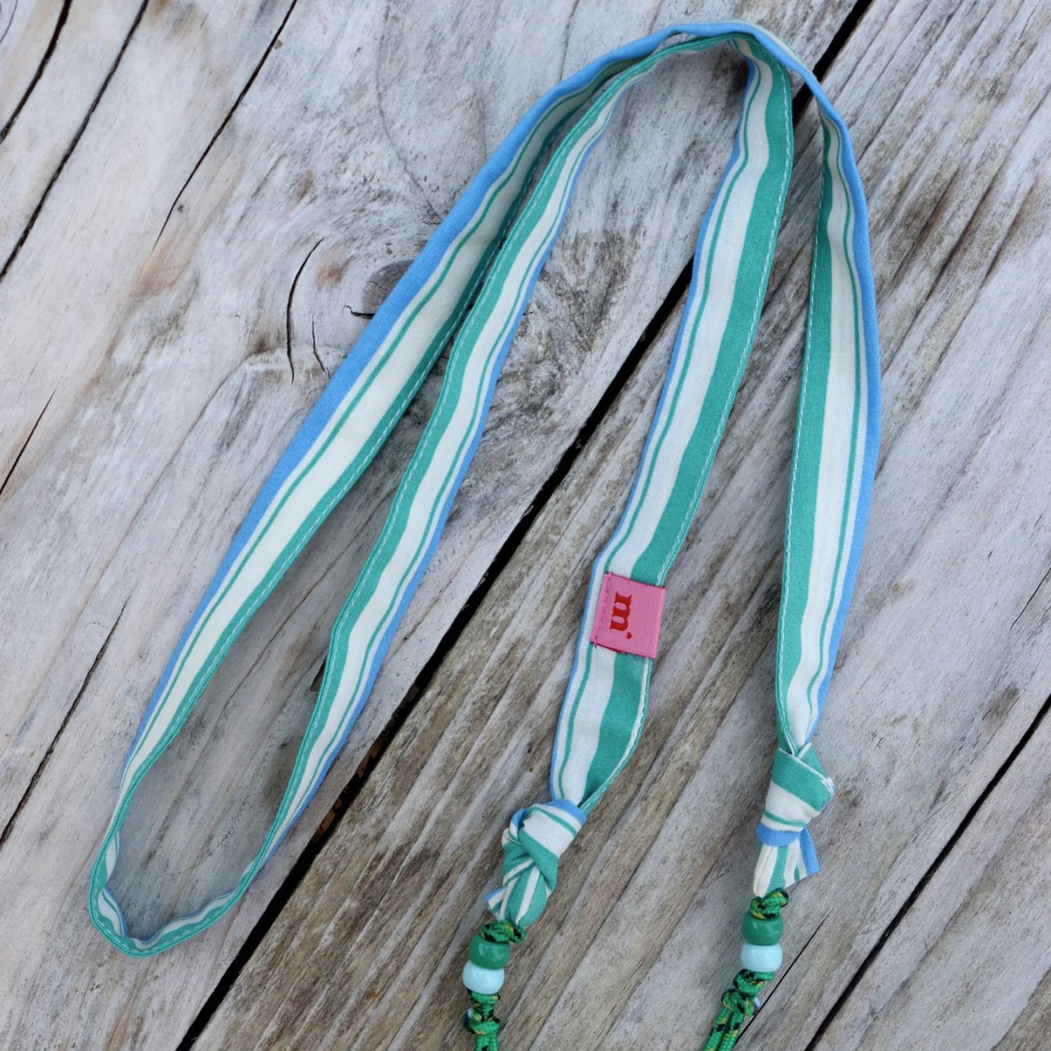 Sangle de téléphone – Rayures Vert & Bleu