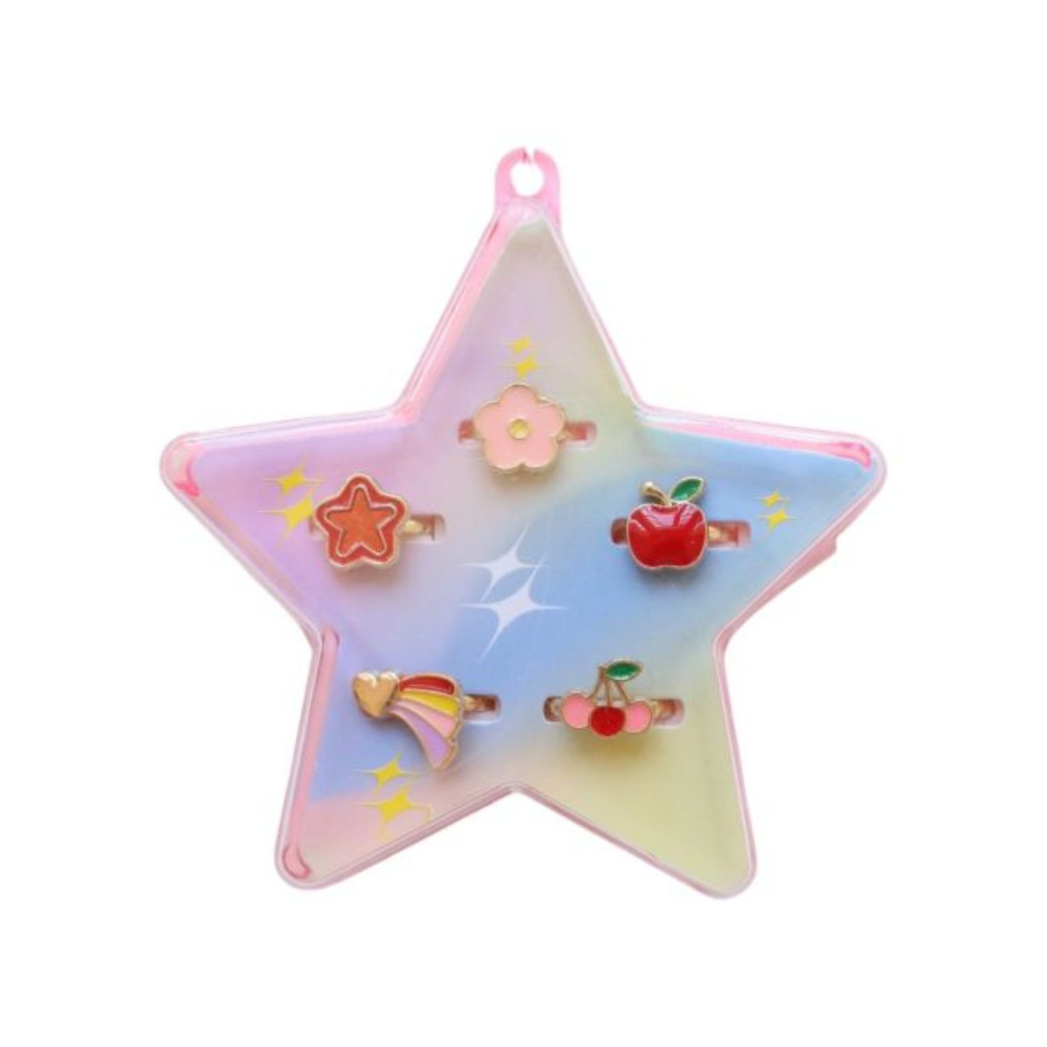 Coffret étoile 5 bagues enfant - fruits et étoiles
