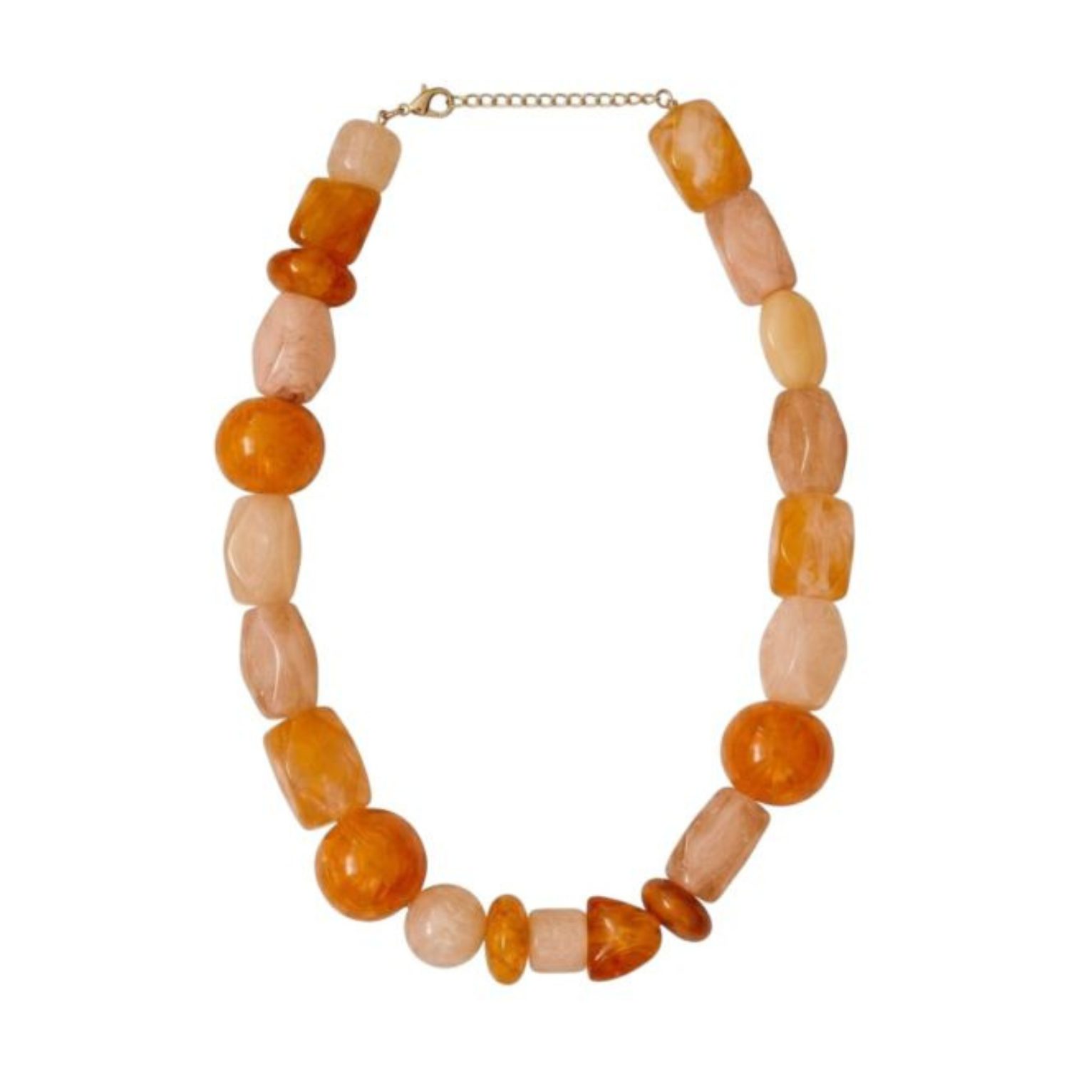 Collier de perles en résine orange marbré