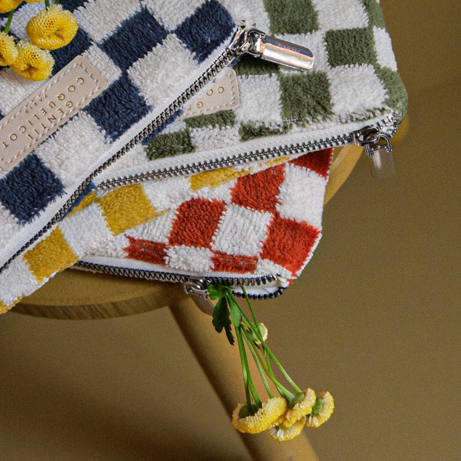 Pochette éponge damier – Ocre – Image 3