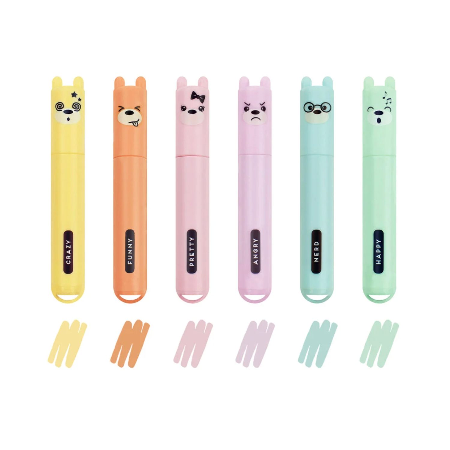 6 mini surligneurs pastel