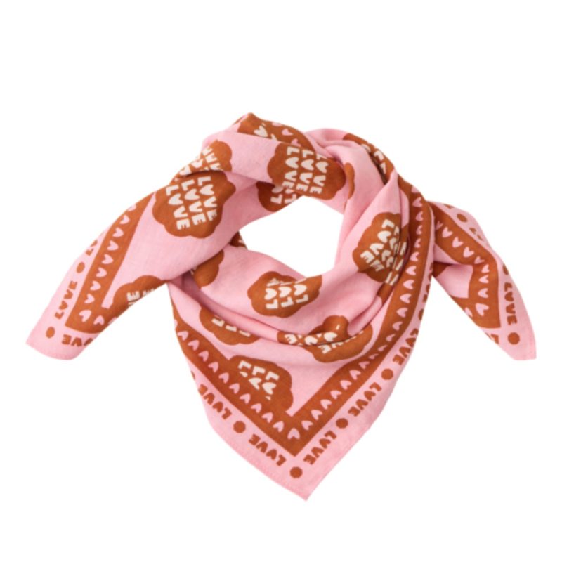 Petit foulard Lollilove rose motif marron